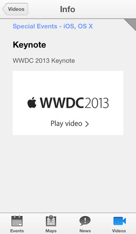 Apple 為 WWDC 推出專屬 APP 供大家下載，除了採用新式風格設計外，還將提供2013直播影片！
